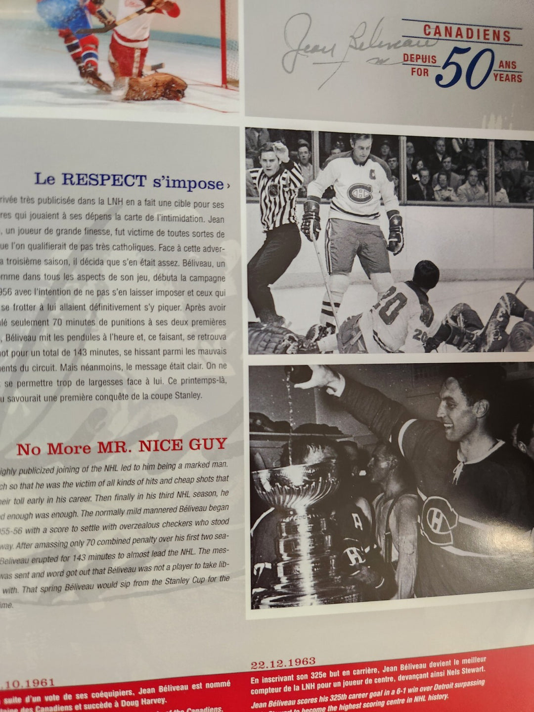 Jean Beliveau Signed 50 Year Tribute Program Montreal Canadiens HOF Beckett COA