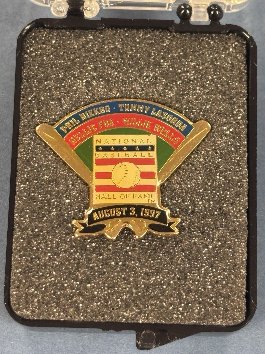 August 3 1997 MLB Hall Of Fame Induction Pin Niekro Lasorda Fox Wells