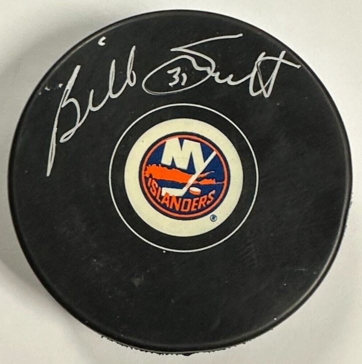 Billy Smith Autographed New York Islanders Hockey Puck HOF