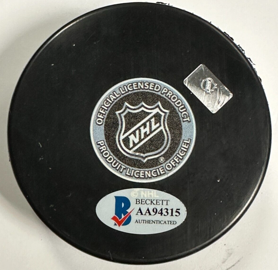 Ed Sanford Autographed Boston Bruins Hockey Puck W/ 5x All-Star BAS