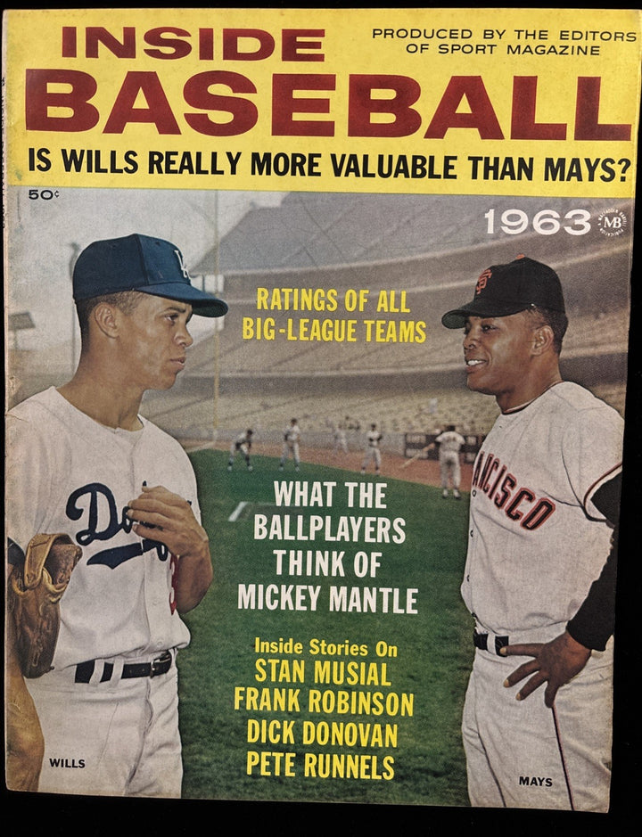 1963 Inside Baseball Magazine Maury Wills LA Dodgers / Willy Mays SF Giants