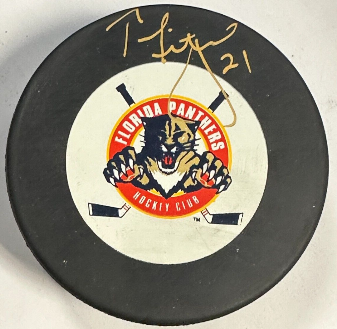 Tom Fitzgerald Autographed Florida Panthers Hockey Puck NHL