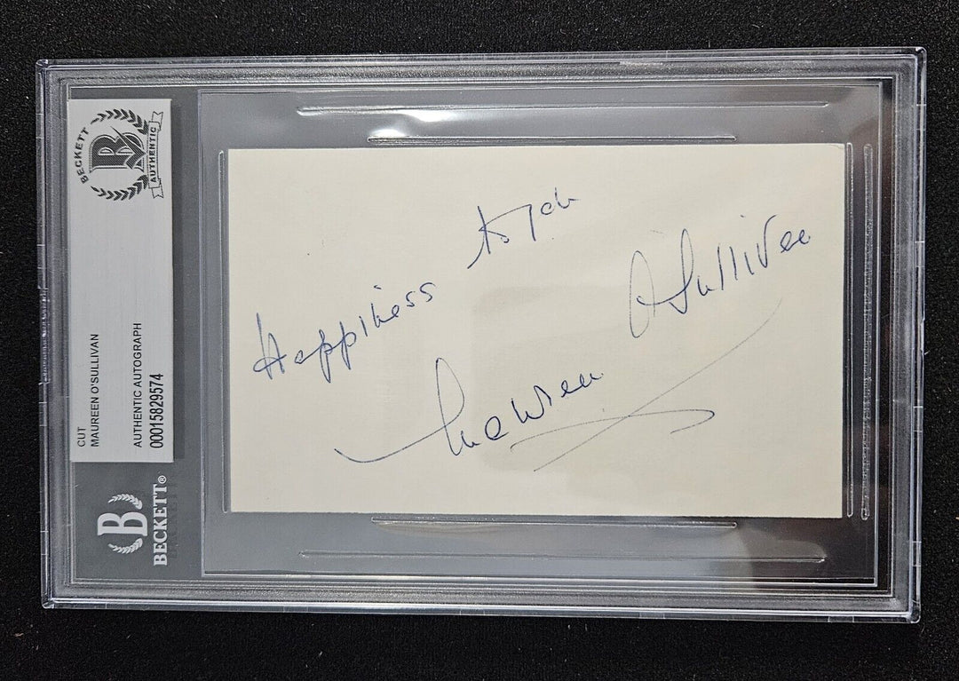 Maureen O'Sullivan Signed Autograph Index Cut Tarzan & Jane BAS Slabbed