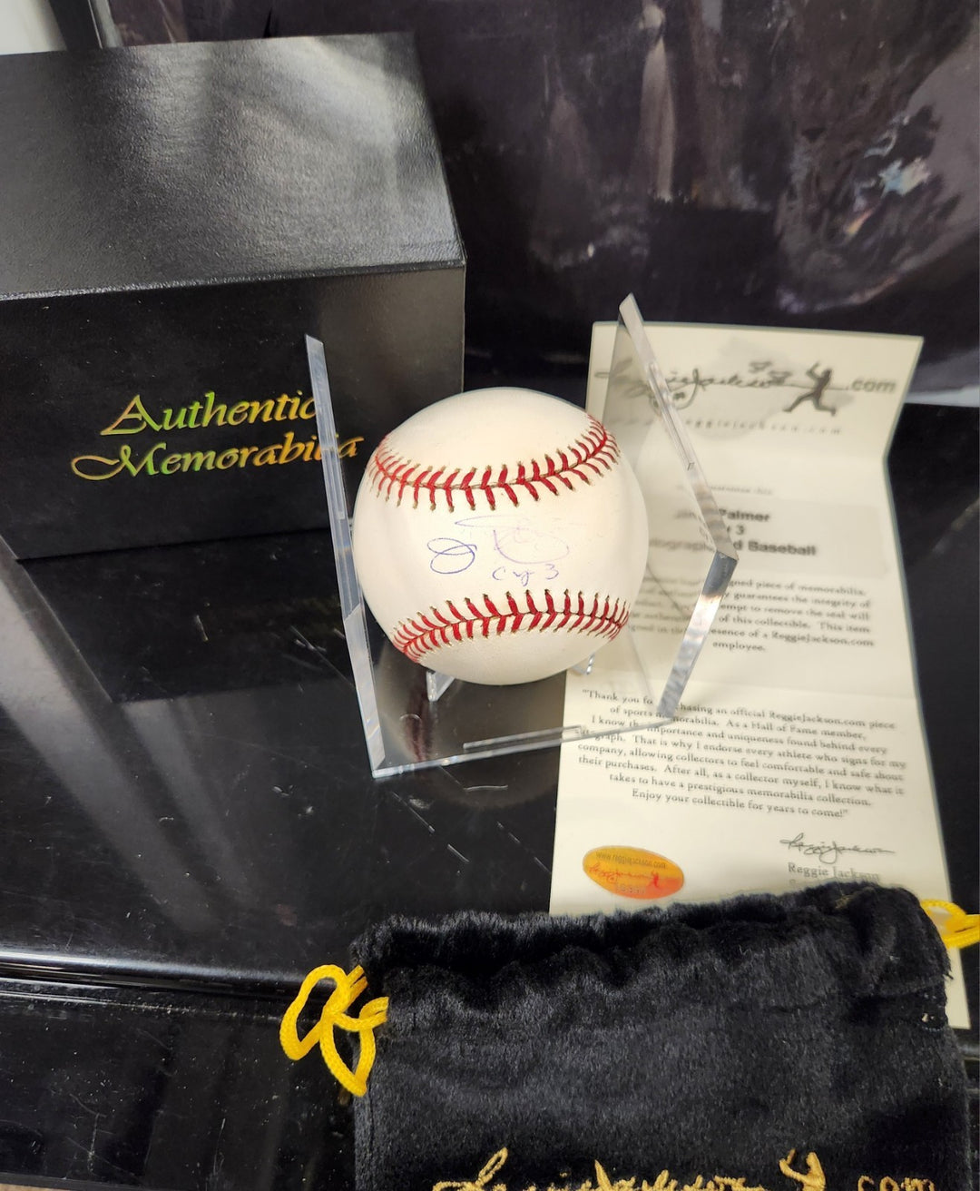 Jim Palmer Signed Inscribed Major League Baseball Orioles HOF Reggie Jackson COA