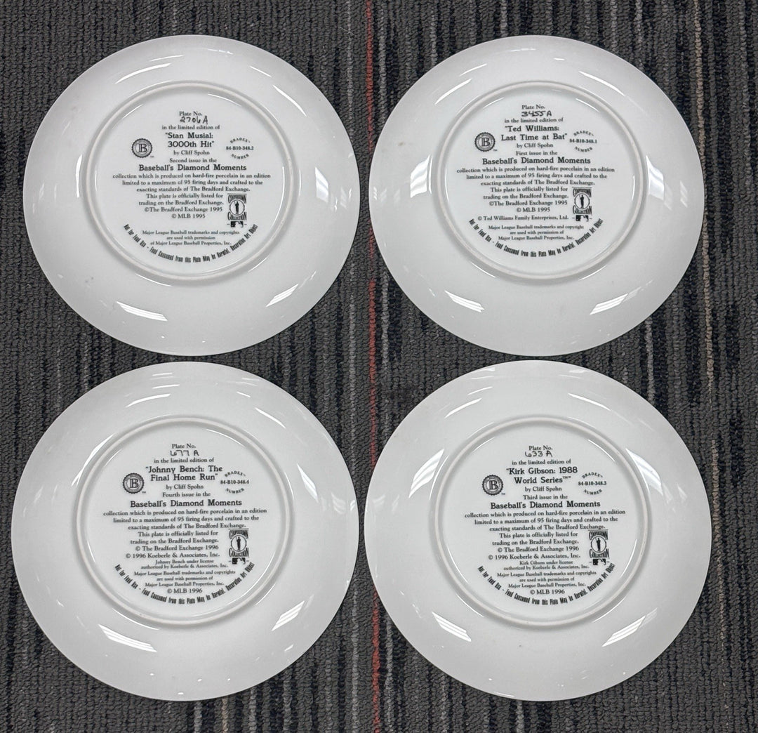 Bradford Exchange 4 Plate Lot Baseballs Diamond Moments Plates Williams Bench