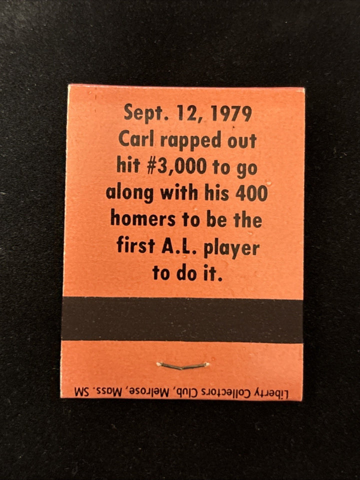 1980 Liberty Superstars Matchbook Salmon Carl Yastrzemski No. 6 Boston Red Sox
