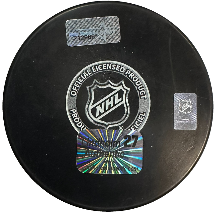 Hampus Lindholm Autographed Boston Bruins Hockey Puck NHL