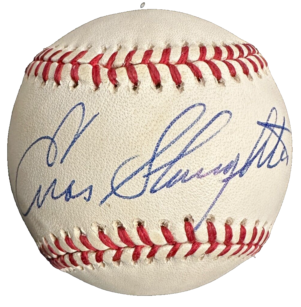Enos Slaughter Autographed American League Baseball HOF Cardinals Yankees