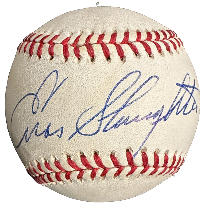 Enos Slaughter Autographed American League Baseball HOF Cardinals Yankees
