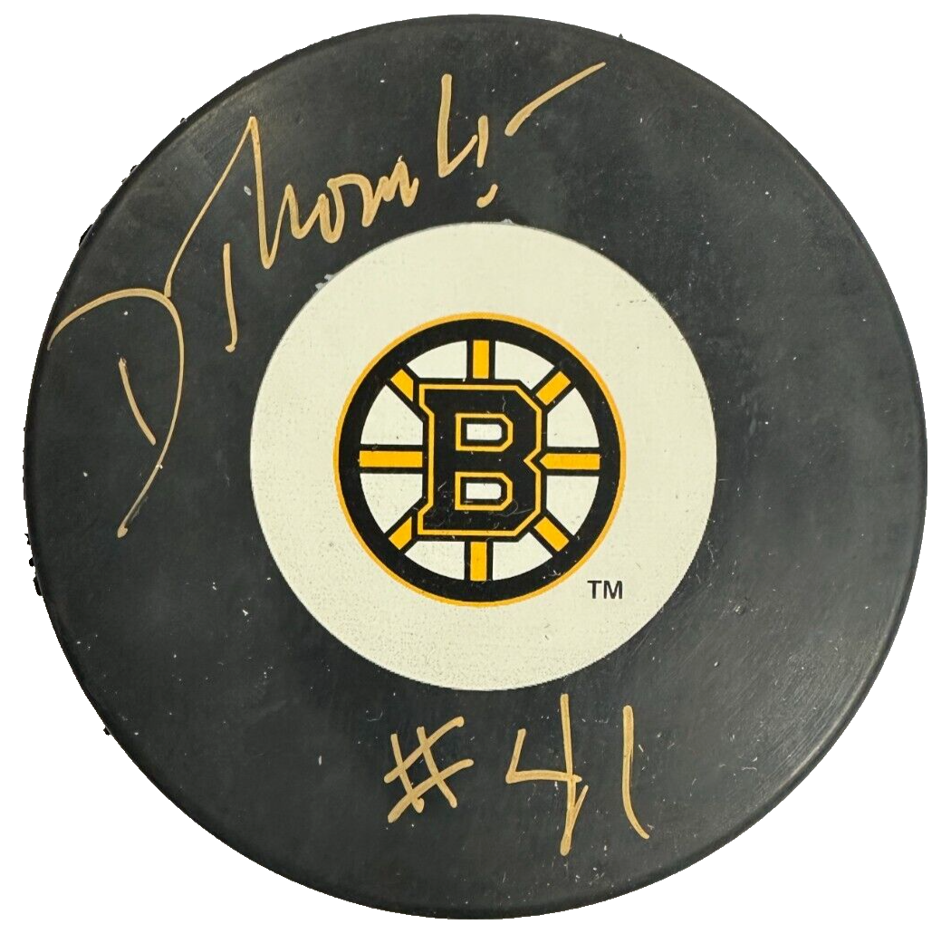 Dave Thomlinson Autographed Boston Bruins Hockey Puck NHL