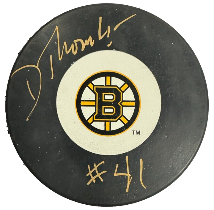 Dave Thomlinson Autographed Boston Bruins Hockey Puck NHL