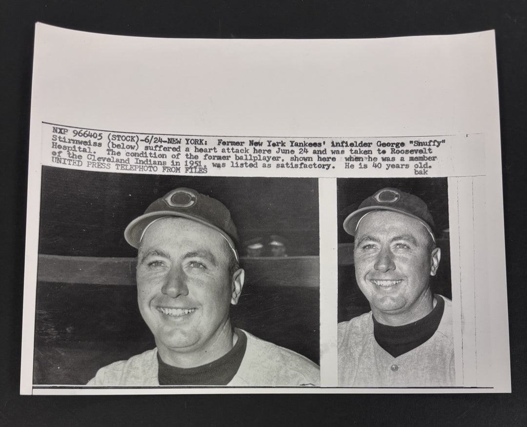 1950’s Original 7x9 Newspaper Wire Photo George “Snuffy” Stirnweiss Cleveland