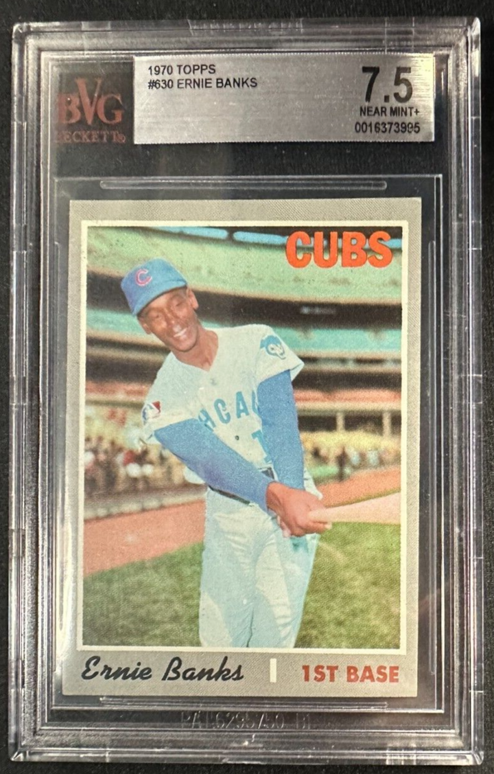 1970 Topps Ernie Banks Card #630 BVG 7.5 NM+ HOF Cubs