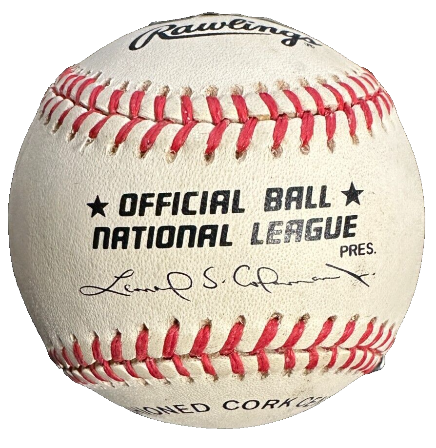 Eddie Mathews Autographed Official National League Baseball W/ 512 HR Insc BAS
