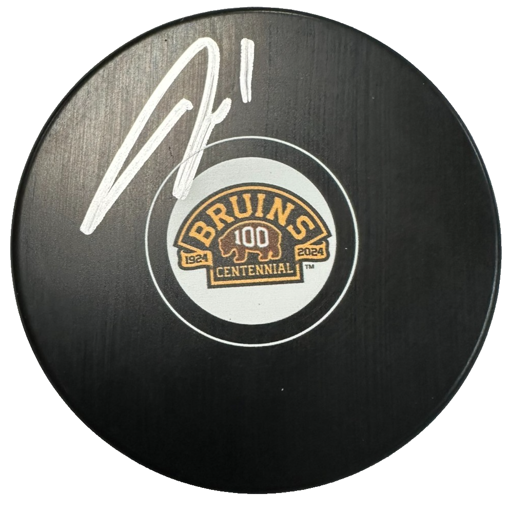 Jeremy Swayman Autographed Boston Bruins 100th Centennial Hockey Puck JSA NHL