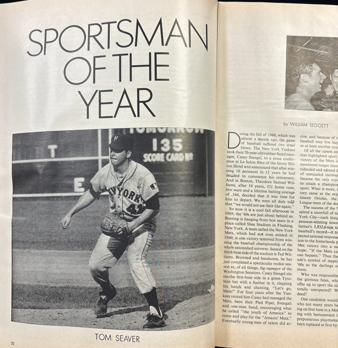 Dec 22 1969 Sports Illustrated Tom Seaver NY Mets Sportsman Of The Year
