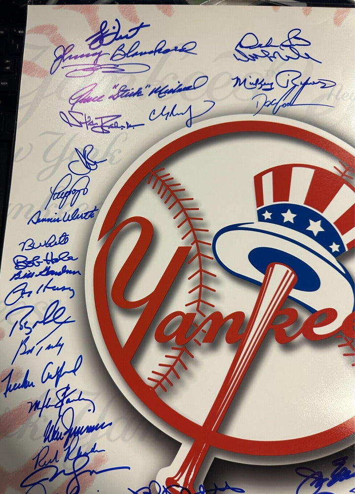New York Yankees Stars Autographed 16x20 Photo Watson Cox Zimmer Dent