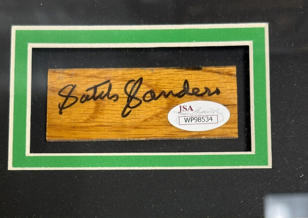 Satch Sanders Signed Boston Graden Parquet Piece 8x10 Photo Framed Celtics JSA