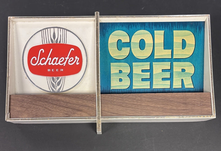 Vintage 1963 Schaefer Cold Beer Lighted Sign 18.5x11" Needs Restoring