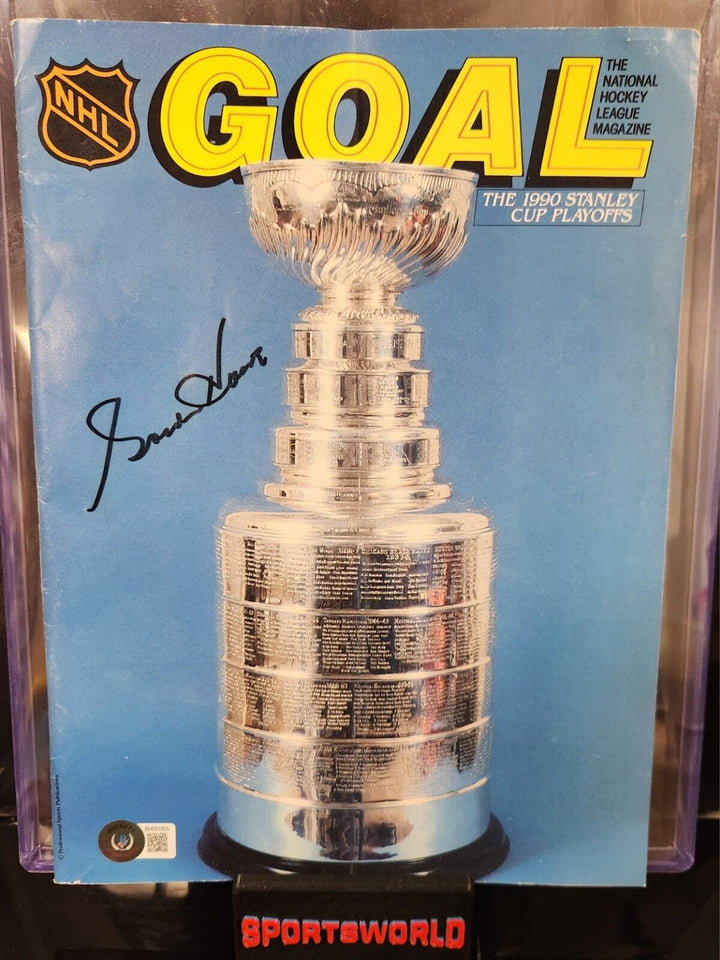 Gordie Howe Signed 1990 The NHL Stanley Cup Playoffs Goal Magazine HOF BAS COA