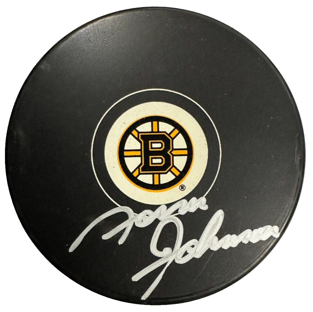 Norm Johnson Autographed Boston Bruins Hockey Puck BAS