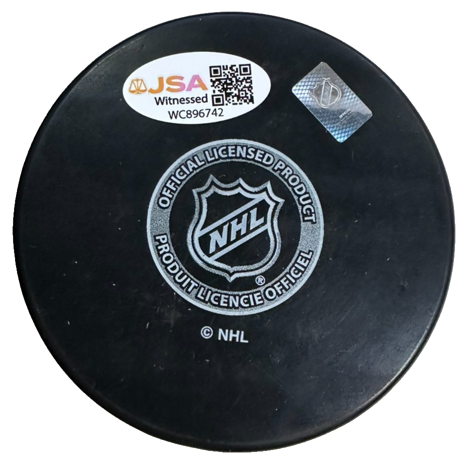 Andrew Ference Autographed Boston Bruins Hockey Puck W/ 2011 Cup Champs JSA