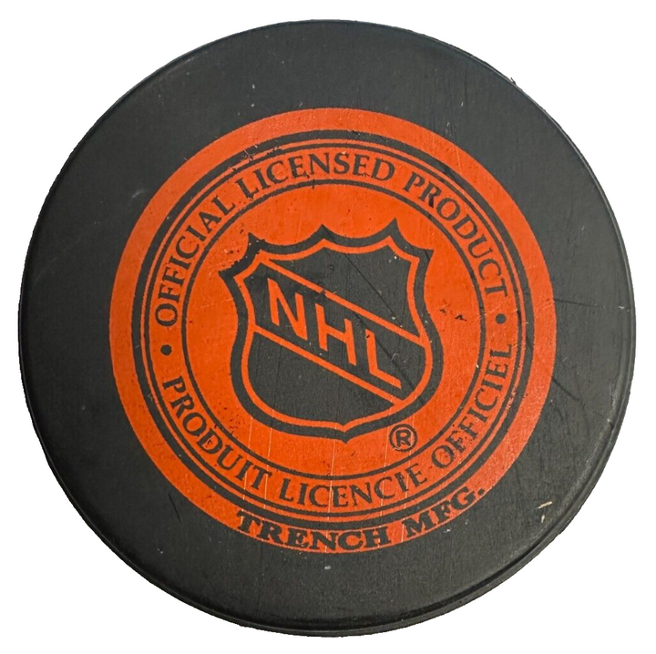 Steve Leach Autographed Boston Bruins Hockey Puck NHL