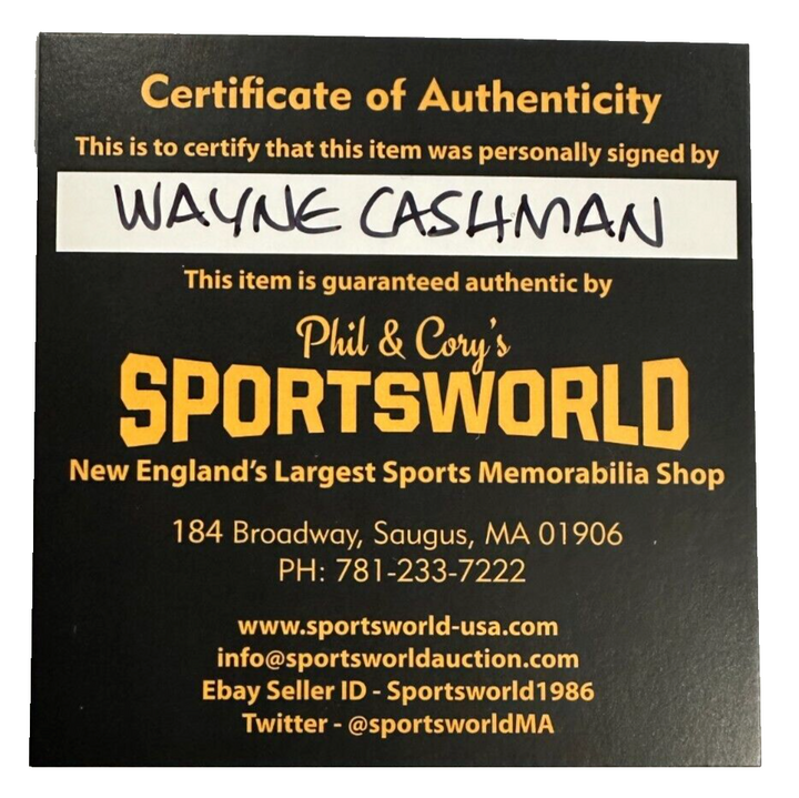 Wayne Cashman Autographed Boston Bruins 100th Anniversary Hockey Puck NHL
