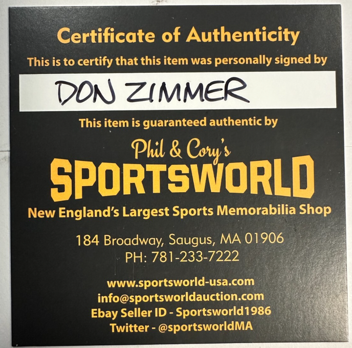 Don Zimmer Autographed Fenway Park 100th Anniversary Baseball Red Sox