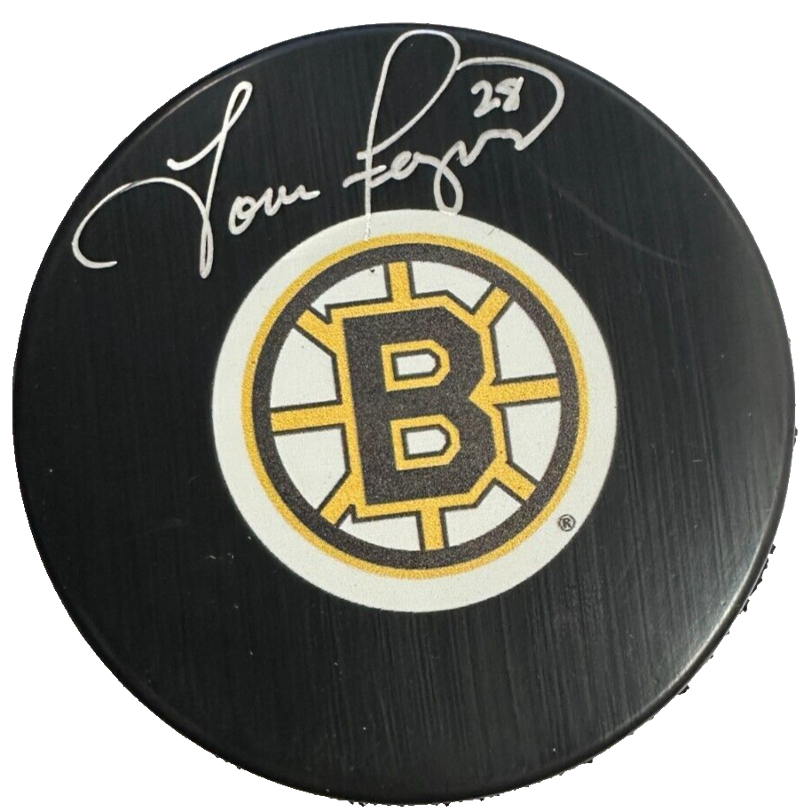 Tom Fergus Autographed Boston Bruins Hockey Puck NHL