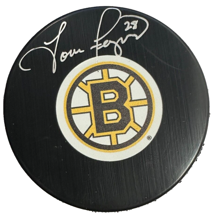 Tom Fergus Autographed Boston Bruins Hockey Puck NHL
