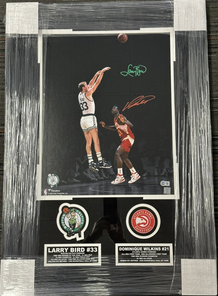 Larry Bird & Dominique Wilkins Autographed 16x20 Photo Framed BAS HOF