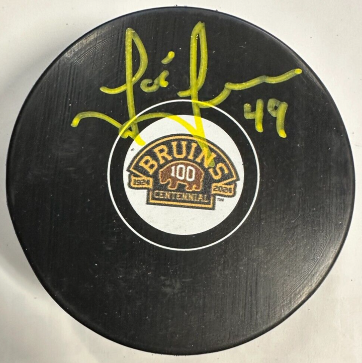 Joe Juneau Autographed Boston Bruins 100th Anniversary Hockey Puck NHL
