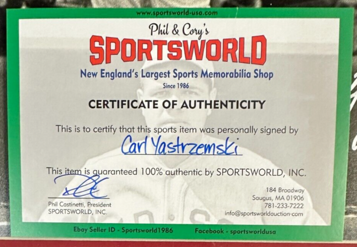 Carl Yastrzemski Autographed Commemorative Retirement Folder Framed HOF Red Sox