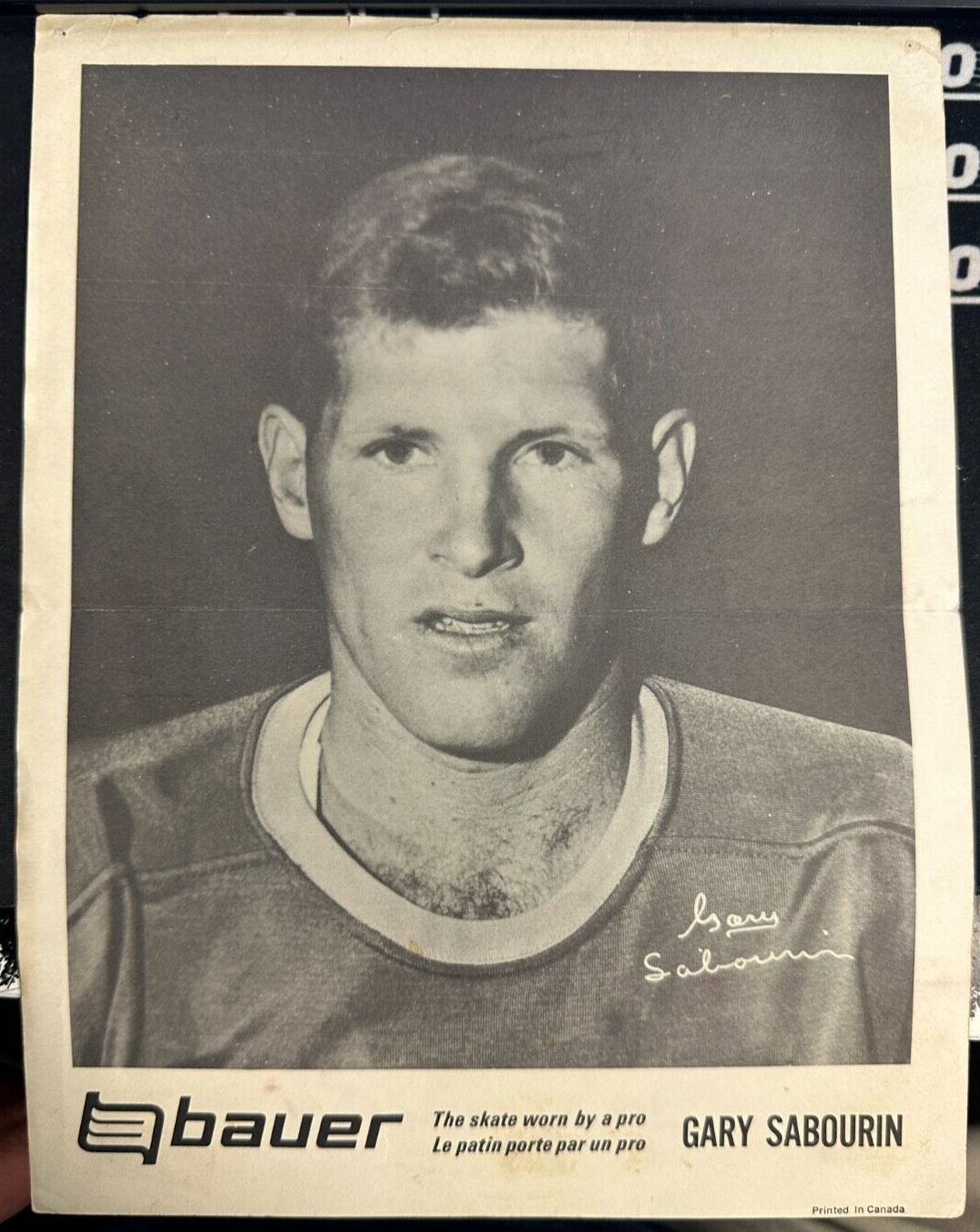 Vintage 1960's Gary Sabourin St. Louis Blues Bauer Skates 8 1/2 X 11 Promo Photo