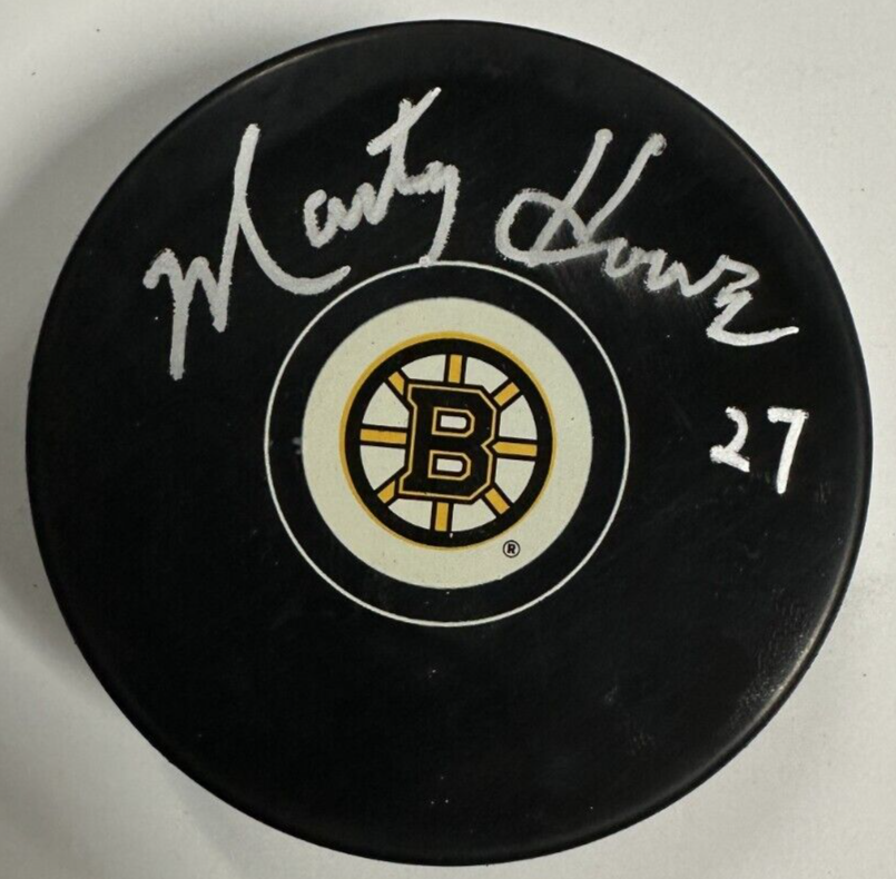 Marty Howe Autographed Boston Bruins Hockey Puck HOF