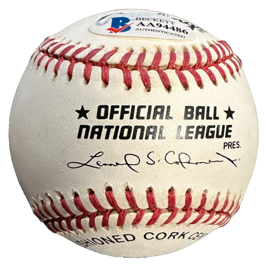 Eddie Mathews Autographed National League Baseball HOF Braves BAS
