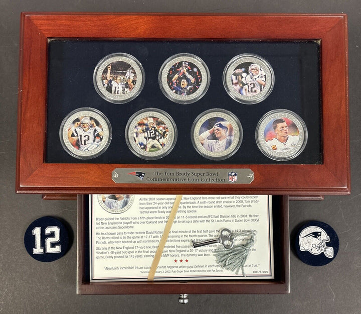 PCS Silver Eagle 7 Coin Set Tom Brady Super Bowl Championships 361/1200