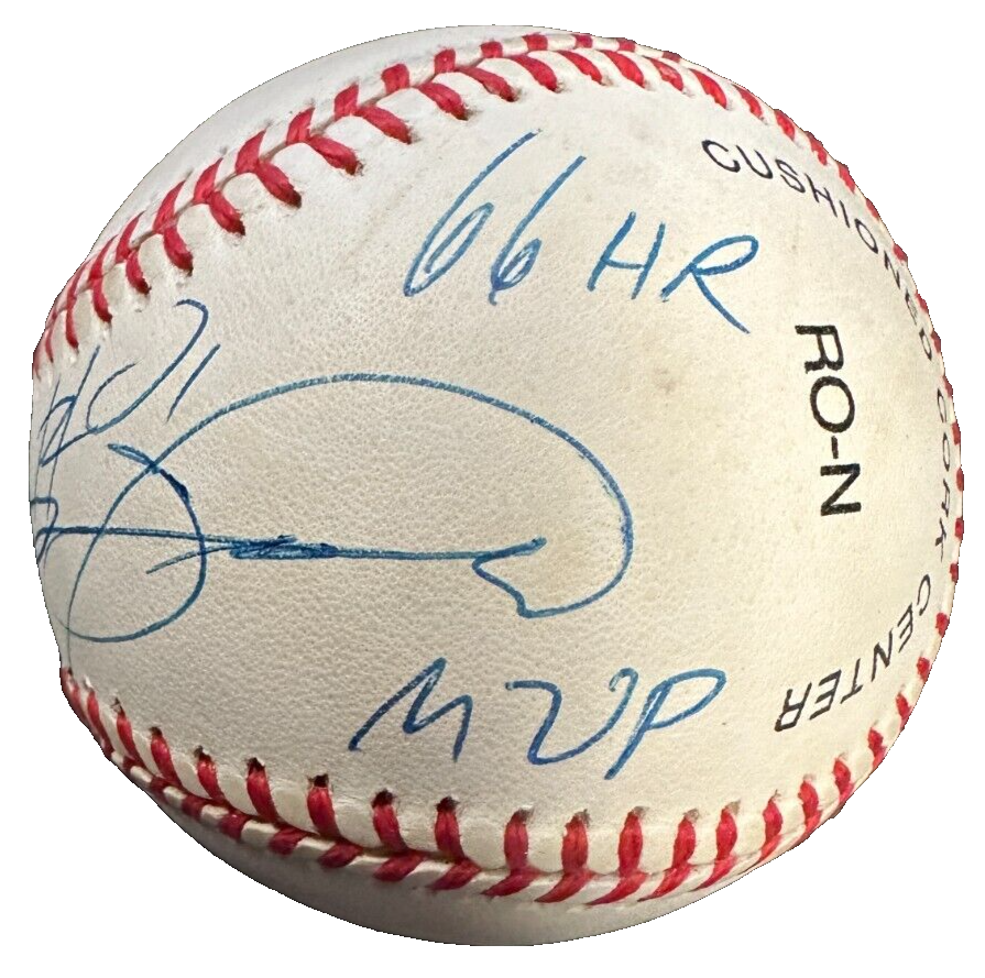 Sammy Sosa Autographed National League Baseball W/ 66 HR & MVP Insc BAS Cubs