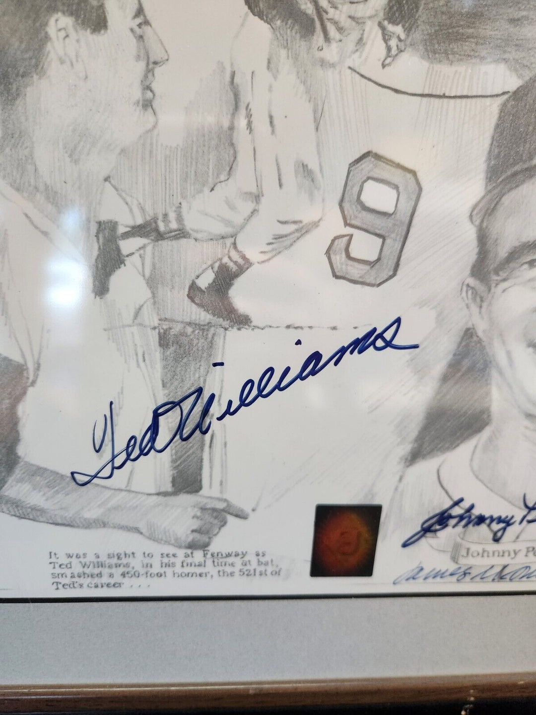 Ted Williams And Friends Signed Amore Sketch #396/521 Green Diamond COA DiMaggio