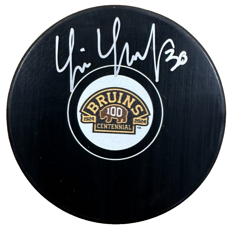 Tim Thomas Autographed Boston Bruins 100th Anniversary Puck JSA