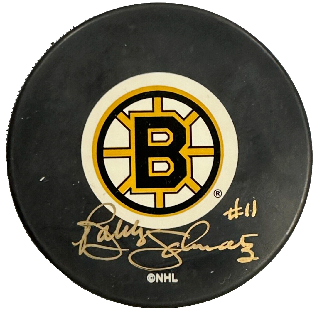 Bobby Schmautz Autographed Boston Bruins Hockey Puck BAS