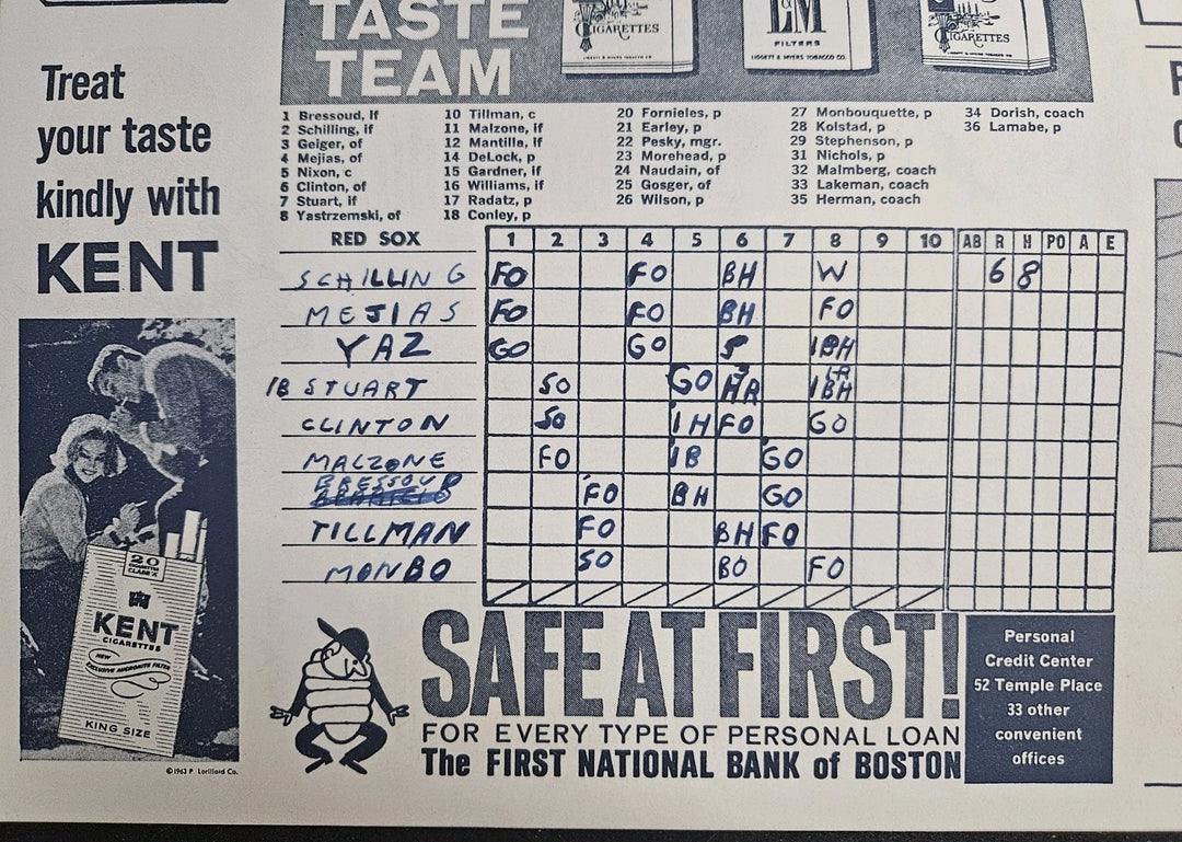 4/16/63 Red Sox vs. Orioles Program Boston Red Sox Home Opener Fenway Park 