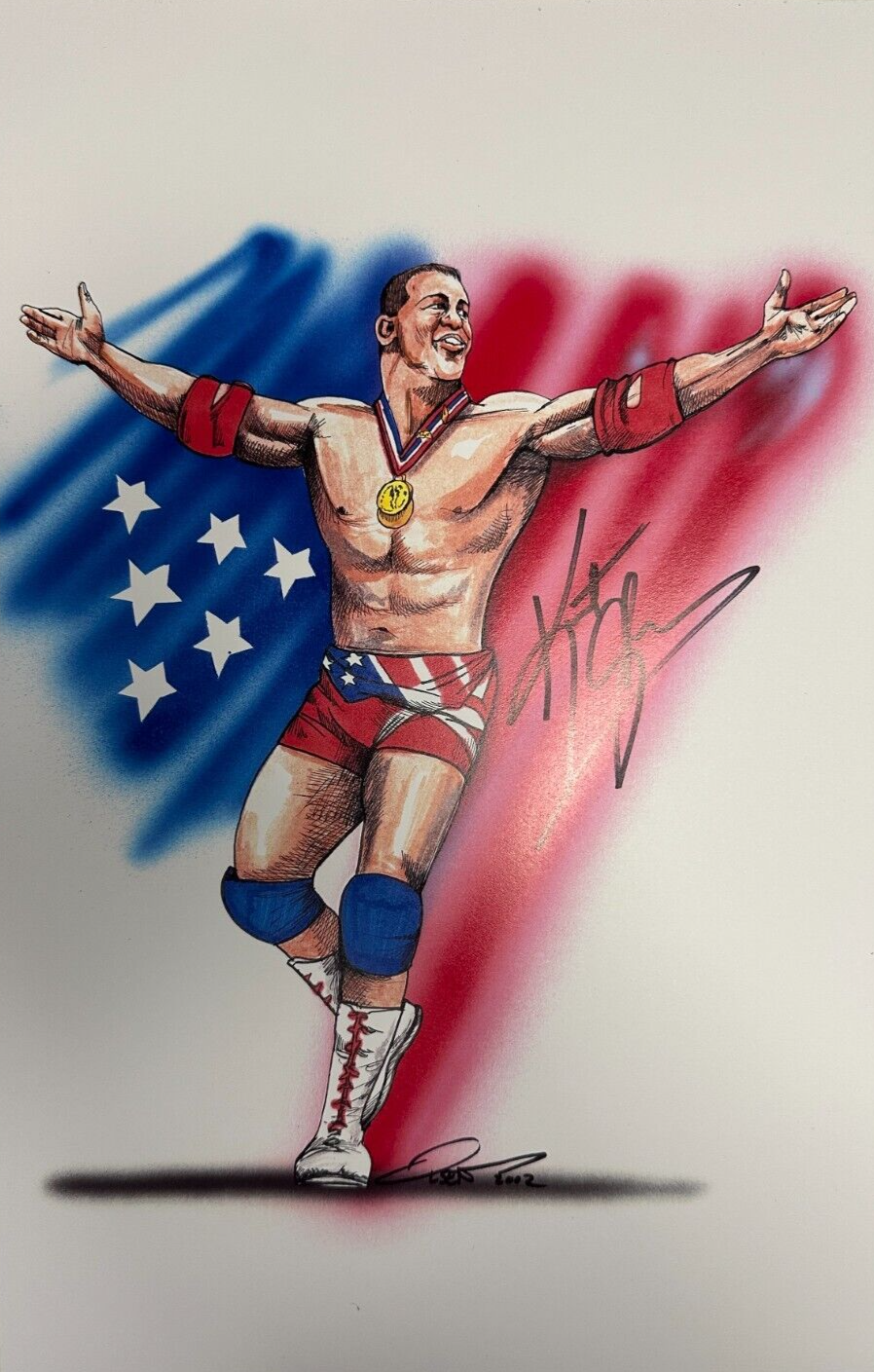 Kurt Angle Autographed 11x14 Original Lithograph WWE WWF