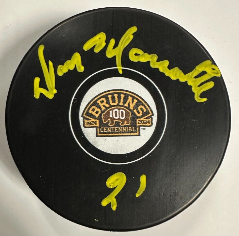 Don Marcotte Autographed Boston Bruins 100th Anniversary Puck NHL