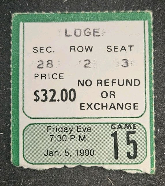 1/5/90 Boston Celtics v Los Angeles Clippers Ticket Stub Larry Bird Reggie Lewis