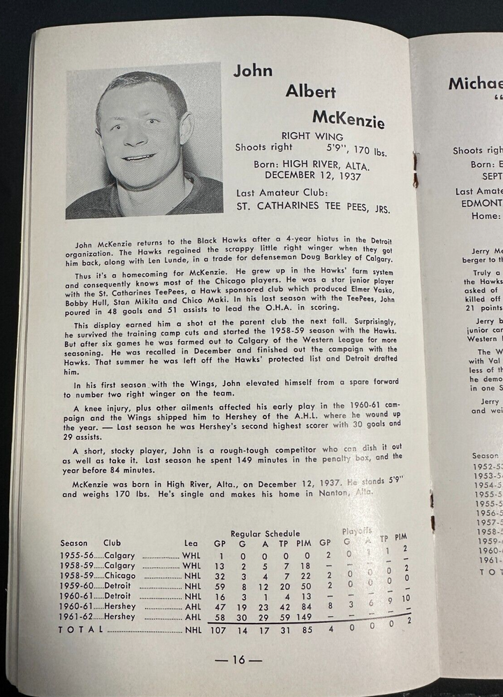 Vintage 1962-63 Chicago Black Hawks Press, Radio & Televison Guide NHL