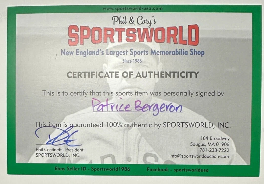 Patrice Bergeron Autographed Boston Bruins 8x10 Photo Framed NHL