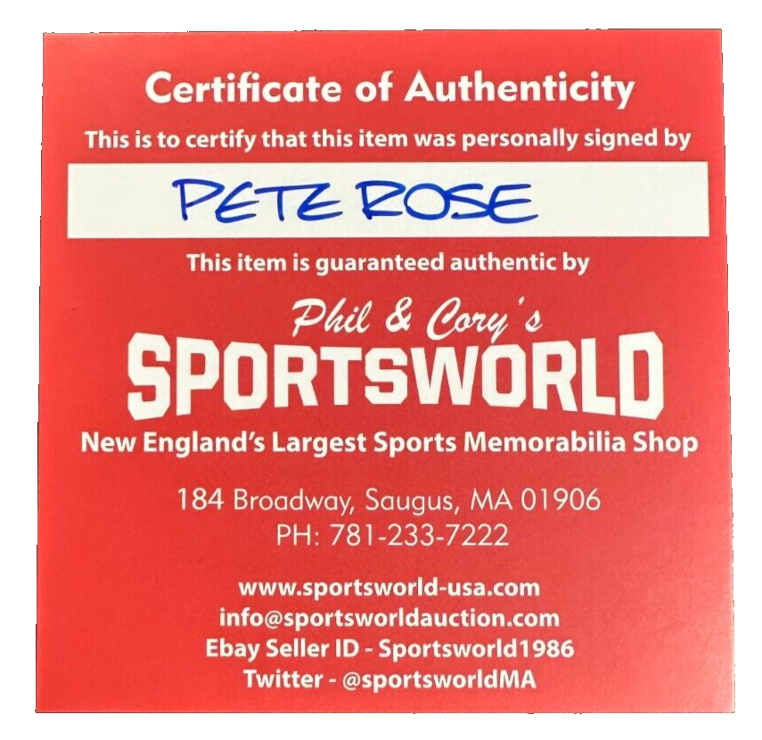 Pete Rose Autographed Stats ONL Baseball W/ Hit #4192 9/11/1985 1963-1986 Insc