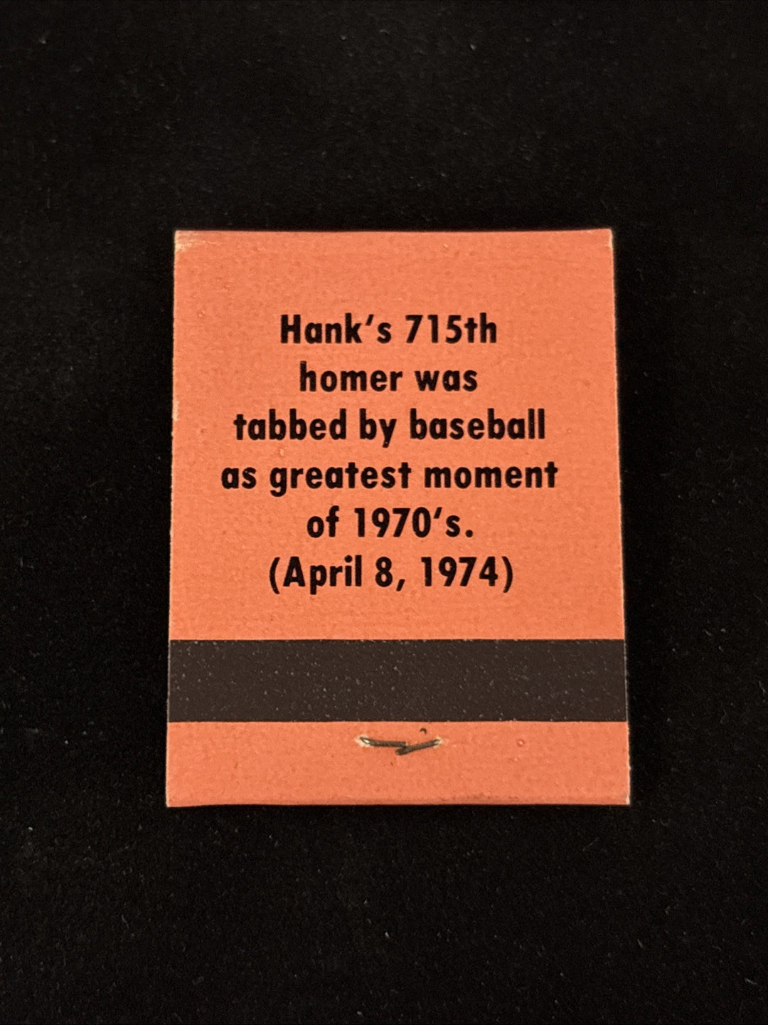 1980 Liberty Superstars Matchbook Salmon Hank Aaron No. 9 Atlanta Braves